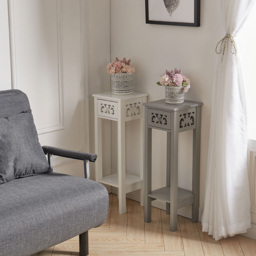 Living and Home Grey Wooden Plant Stand with Drawer - Size: 73 x 25 x 25cm - Wilko - thumbnail 7