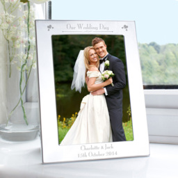Personalised Memento Personalised Silver Our Wedding Day Photo Frame 5 x 7 inch - Wilko - thumbnail 3