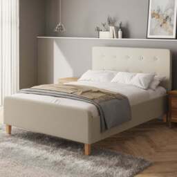 GFW Ashbourne Double Natural Ottoman Bed - Cream - Wilko