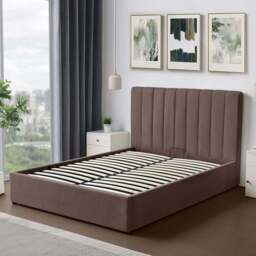 Artemis Home Evelynne Double Dark Brown Linen Upholstered Ottoman Bed - Wilko - thumbnail 3