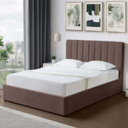 Artemis Home Evelynne Double Dark Brown Linen Upholstered Ottoman Bed - Wilko - thumbnail 1