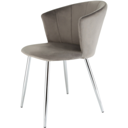 Ella Dining Accent Chair Velvet Upholstery - Grey (Silver Legs) - Size: 75 x 56 x 60cm - Genesis - Wilko - thumbnail 3