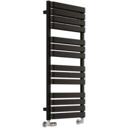 Terma Warp T Bold Matt Black Heated Towel Rail 2660 BTU 1110 x 500mm - Size: 111 x 50 x 11.2cm - Wilko