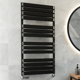 Terma Warp T Bold Matt Black Heated Towel Rail 2660 BTU 1110 x 500mm - Size: 111 x 50 x 11.2cm - Wilko - thumbnail 3