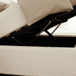 Home Source Alix King Size White Boucle Lift-Up Ottoman Bed with Fluted Headboard - Boucle White - Wilko - thumbnail 4