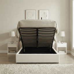 Home Source Alix King Size White Boucle Lift-Up Ottoman Bed with Fluted Headboard - Boucle White - Wilko - thumbnail 7
