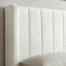 Home Source Alix King Size White Boucle Lift-Up Ottoman Bed with Fluted Headboard - Boucle White - Wilko - thumbnail 3
