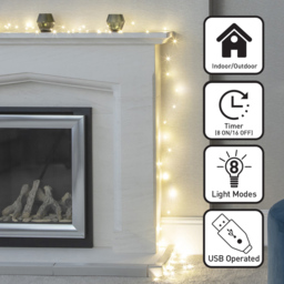 The Christmas Workshop 120 Warm White LED USB String Light - Wilko - thumbnail 7