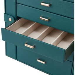 H&O Direct 5 Drawer Green Jewellery Box with Mirror - Size: 32 x 30 x 17cm - Wilko - thumbnail 5
