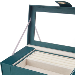 H&O Direct 5 Drawer Green Jewellery Box with Mirror - Size: 32 x 30 x 17cm - Wilko - thumbnail 4