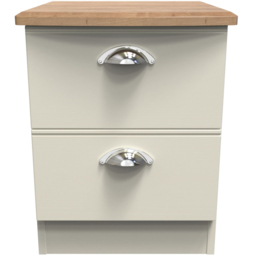 Crowndale Victoria 2 Drawer Cream Ash and Oak Compact Bedside Cabinet - Wilko - thumbnail 3