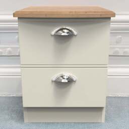 Crowndale Victoria 2 Drawer Cream Ash and Oak Compact Bedside Cabinet - Wilko - thumbnail 1