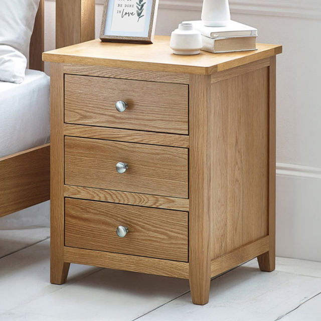 Julian Bowen Mallory 3 Drawer Bedside Table - Brown - Wilko - image 1