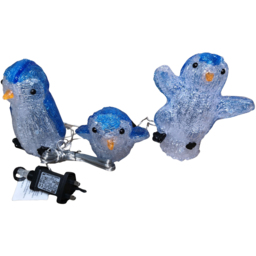 Samuel Alexander 30 Ice White LED Acrylic Penguins Christmas Decoration Set of 3 - Size: 23 x 23 x 5cm - Wilko - thumbnail 3
