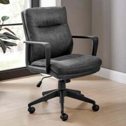 Furniturebox Racicot Black Faux Leather Office Chair - Size: 67 x 61 x 67cm - Wilko - thumbnail 1