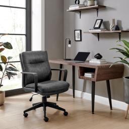 Furniturebox Racicot Black Faux Leather Office Chair - Size: 67 x 61 x 67cm - Wilko - thumbnail 7