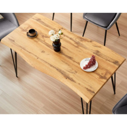 Kosy Koala 6 Seater Rustic Wooden Dining Set Black - Multi - Wilko - thumbnail 5