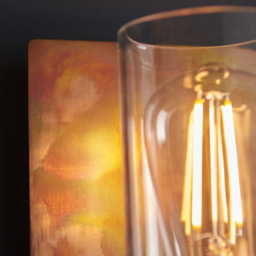 Merano Palermo Copper Patina and Clear Glass Wall Lamp - Size: 13.8 x 14 x 25cm - Brown - Wilko - thumbnail 6