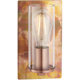 Merano Palermo Copper Patina and Clear Glass Wall Lamp - Size: 13.8 x 14 x 25cm - Brown - Wilko - thumbnail 4