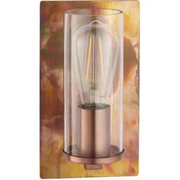 Merano Palermo Copper Patina and Clear Glass Wall Lamp - Size: 13.8 x 14 x 25cm - Brown - Wilko