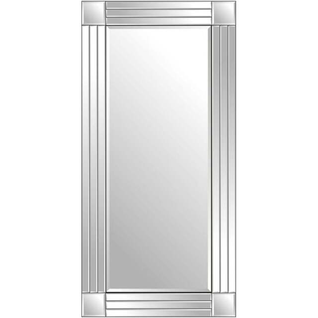 Milton Square Corner Bevelled All Glass Full Length Mirror 174 x 85cm - Black - MirrorOutlet - Wilko - image 1