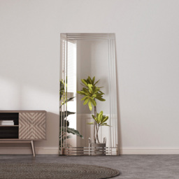 Milton Square Corner Bevelled All Glass Full Length Mirror 174 x 85cm - Black - MirrorOutlet - Wilko - thumbnail 3
