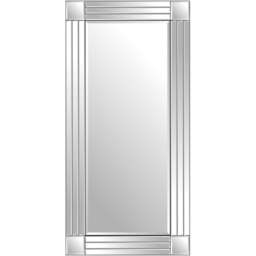 Milton Square Corner Bevelled All Glass Full Length Mirror 174 x 85cm - Black - MirrorOutlet - Wilko