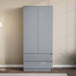 Vida Designs Glinton 2 Door 2 Drawer Grey Wardrobe - Size: 2 Door, 2 Drawer - Wilko - thumbnail 4