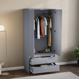 Vida Designs Glinton 2 Door 2 Drawer Grey Wardrobe - Size: 2 Door, 2 Drawer - Wilko - thumbnail 5