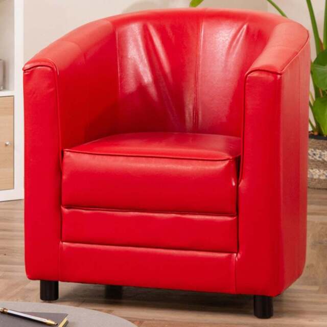 Artemis Home Aspen Red Faux Leather Tub Chair - Size: Single - Wilko - image 1