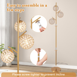 Costway Golden 3 Globe Acrylic Floor Lamp - Size: 169 x 28 x 28cm - Wilko - thumbnail 7