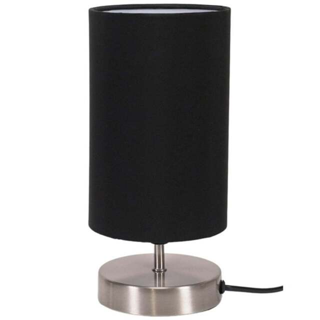 ValueLights Francis Black Shade Brushed Chrome Touch Table Lamp and Bulb - Size: 24.5 x 12 x 12cm - Wilko - image 1