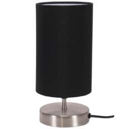 ValueLights Francis Black Shade Brushed Chrome Touch Table Lamp and Bulb - Size: 24.5 x 12 x 12cm - Wilko