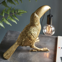Merano Andria Vintage Gold Paint and Matt Black Toucan Table Lamp - Size: 17.5 x 34.5 x 34cm - Wilko - thumbnail 7