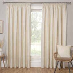 Chenille Taped Curtains - Natural/183cm/168cm - Size: W 66 x D 72cm - Divante - Wilko
