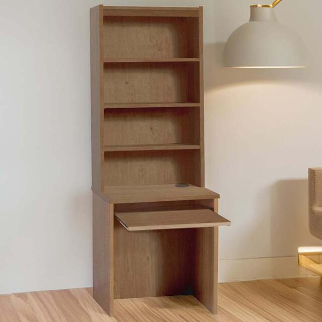 R White Cabinets 4 Shelf Small Laptop Desk with Keyboard Tray and Hutch Brown - Size: 182.8 x 60 x 54cm - Wilko - image 1
