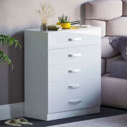 Vida Designs Hulio 5 Drawer White Chest of Drawers - Wilko - thumbnail 1
