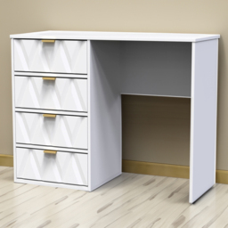 Crowndale Diamond Ready Assembled 4 Drawer Vanity Desk Matt White - Size: 40 x 97 x 76cm - Wilko