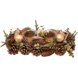 The Seasonal Gift Co. 2 Glass Gold Glitter Pinecone Candleholder - Size: 8 x 34 x 14.5cm - Brown - Wilko - thumbnail 3