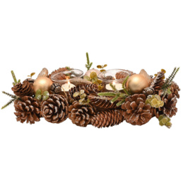 The Seasonal Gift Co. 2 Glass Gold Glitter Pinecone Candleholder - Size: 8 x 34 x 14.5cm - Brown - Wilko - thumbnail 4