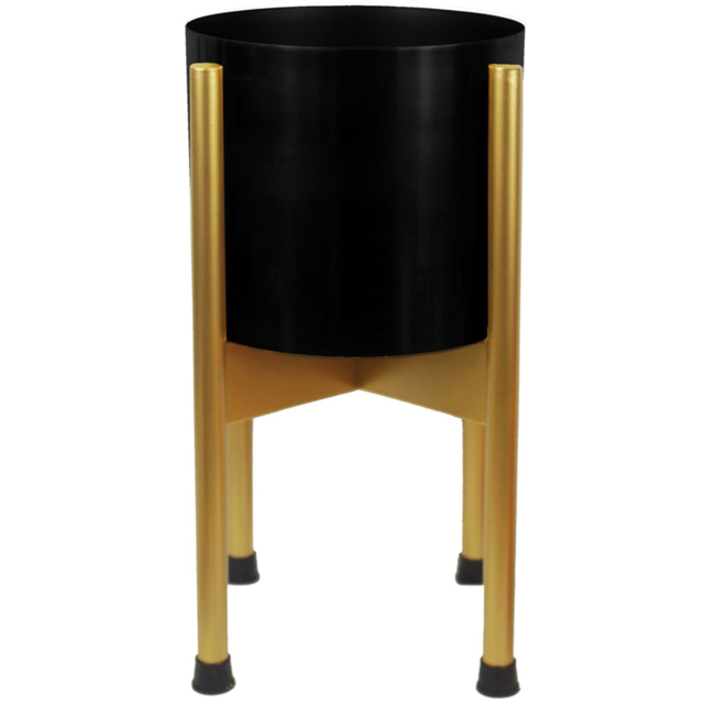 Botanik Gold and Black Metal Planter with Stand 38.5 x 18cm - Size: 38.5 x 18 x 18cm - Wilko - image 1
