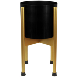 Botanik Gold and Black Metal Planter with Stand 38.5 x 18cm - Size: 38.5 x 18 x 18cm - Wilko - thumbnail 1