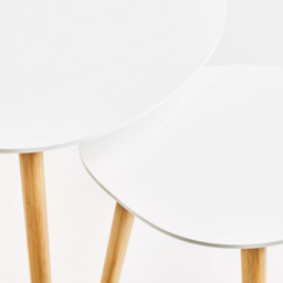 Interiors by Premier Nostra Gloss White and Natural Nest of Tables Set of 2 - Size: 60 x 60 x 48cm - Multi - Wilko - thumbnail 7