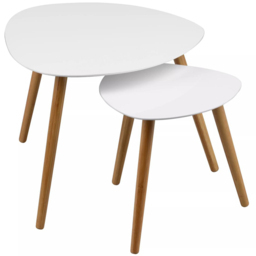 Interiors by Premier Nostra Gloss White and Natural Nest of Tables Set of 2 - Size: 60 x 60 x 48cm - Multi - Wilko - thumbnail 3