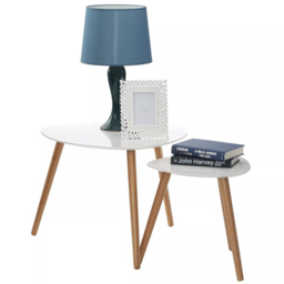Interiors by Premier Nostra Gloss White and Natural Nest of Tables Set of 2 - Size: 60 x 60 x 48cm - Multi - Wilko - thumbnail 4