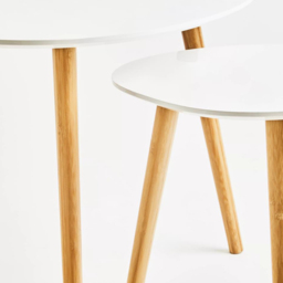Interiors by Premier Nostra Gloss White and Natural Nest of Tables Set of 2 - Size: 60 x 60 x 48cm - Multi - Wilko - thumbnail 5