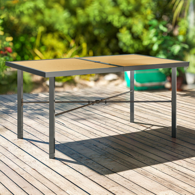 Outsunny 6 Seater Garden Dining Table with Parasol Hole - Yellow - Wilko - image 1