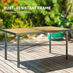 Outsunny 6 Seater Garden Dining Table with Parasol Hole - Yellow - Wilko - thumbnail 7
