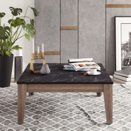 Decorotika Lorenz Black Marble Effect and Walnut Marble Effect Coffee Table - Size: 35 x 85 x 85cm - Multi - Wilko - thumbnail 5