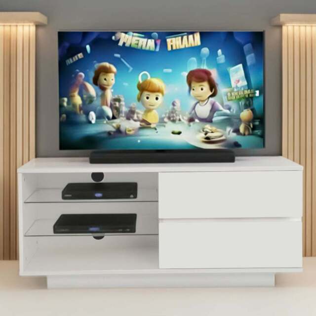 Centurion Supports Gallus 2 Drawer 3 Shelf Gloss White TV Unit - Size: 47.5 x 110 x 39.5cm - Wilko - image 1